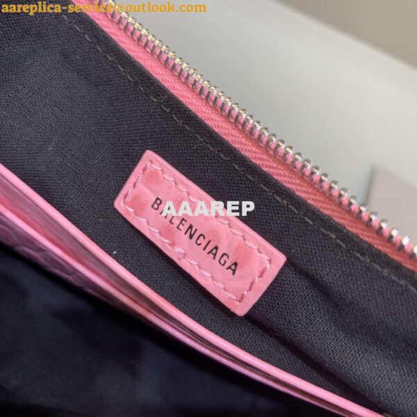 Replica Balenciaga 6940271VG9 Le Cagole Mini Multipouch in Pink Crocodile 9