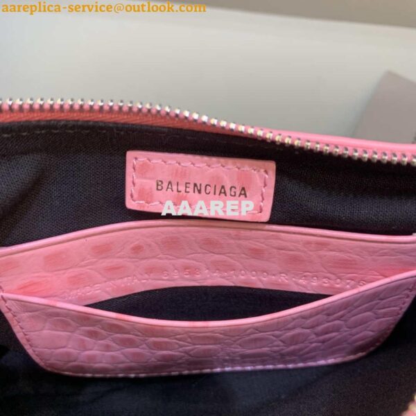 Replica Balenciaga 6940271VG9 Le Cagole Mini Multipouch in Pink Crocodile 10