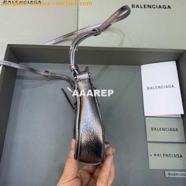 Replica Balenciaga 6940271VG9 Le Cagole Mini Multipouch in Silver Grey Arena lambskin 5