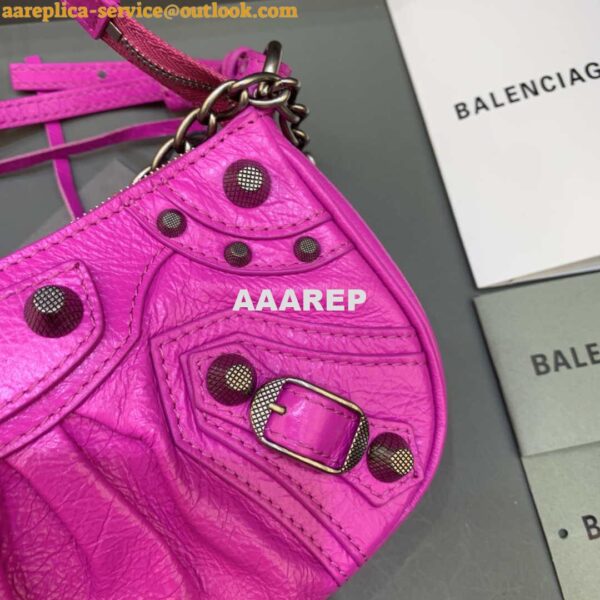 Replica Balenciaga 6940271VG9 Le Cagole Mini Multipouch in Sky Pink Arena lambskin 7