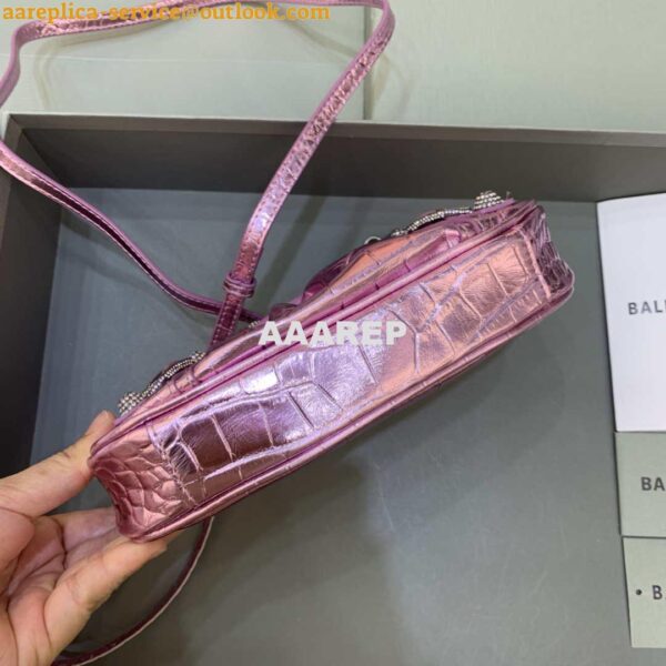 Replica Balenciaga 6940271VG9 Le Cagole Mini Multipouch in Sky Pink Crocodile 6