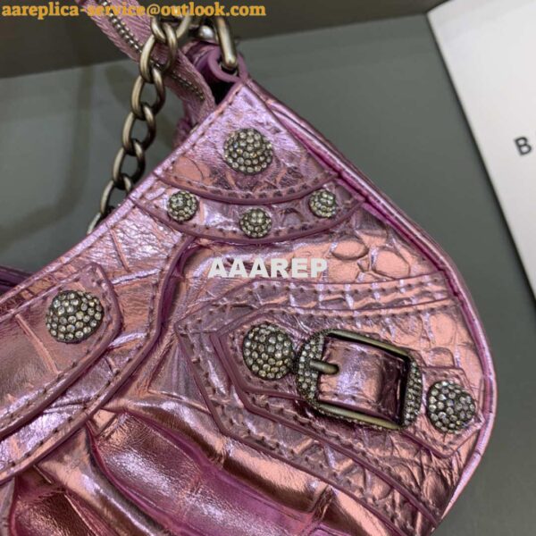 Replica Balenciaga 6940271VG9 Le Cagole Mini Multipouch in Sky Pink Crocodile 7