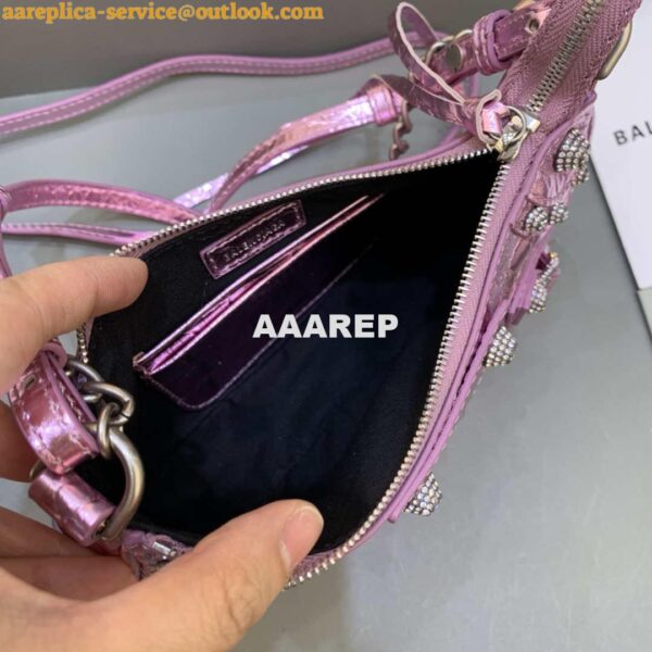 Replica Balenciaga 6940271VG9 Le Cagole Mini Multipouch in Sky Pink Crocodile 8