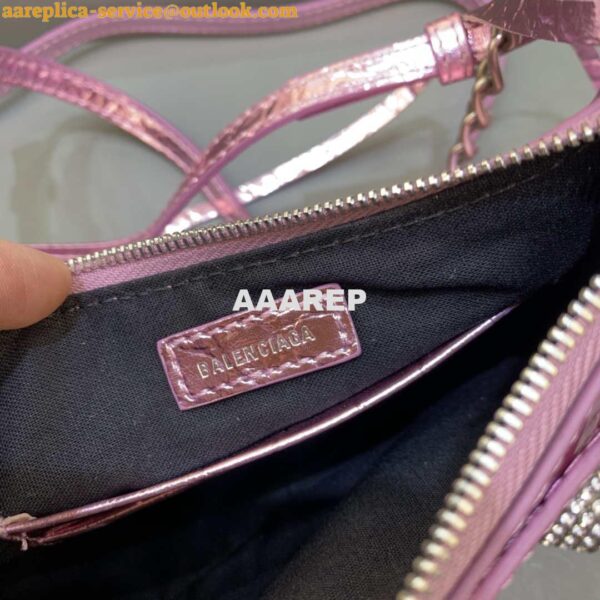 Replica Balenciaga 6940271VG9 Le Cagole Mini Multipouch in Sky Pink Crocodile 9