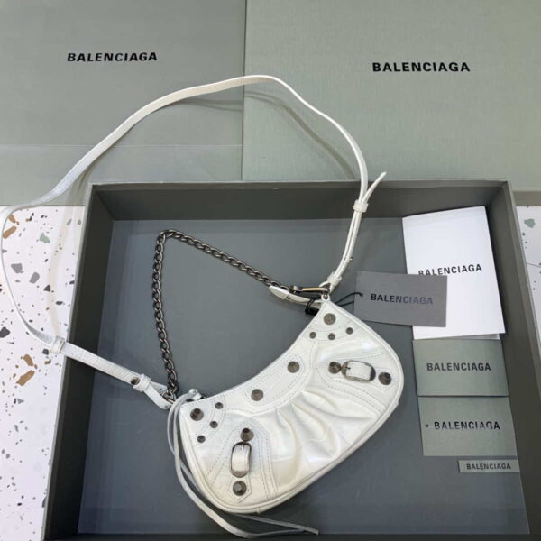 Replica Balenciaga 6940271VG9 Le Cagole Mini Multipouch in White Crocodile 3