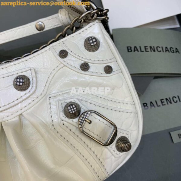 Replica Balenciaga 6940271VG9 Le Cagole Mini Multipouch in White Crocodile 7