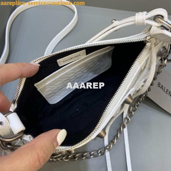 Replica Balenciaga 6940271VG9 Le Cagole Mini Multipouch in White Crocodile 8