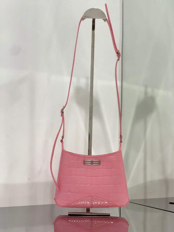 Replica Balenciaga 695589 Women's XX Small Hobo Bag Crocodile Embossed Pink 3