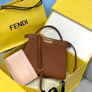 Replica Fendi 70193 Peekaboo ISEEU MEDIUM Brown Leather Bag