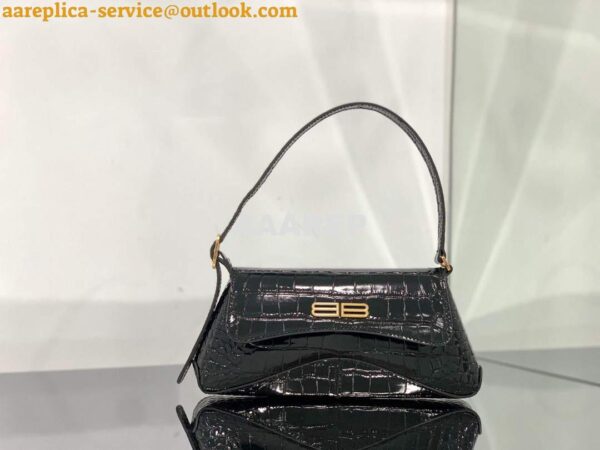 Replica Balenciaga 695645 Women's XX Small Flap Bag Crocodile Embossed In Black 4