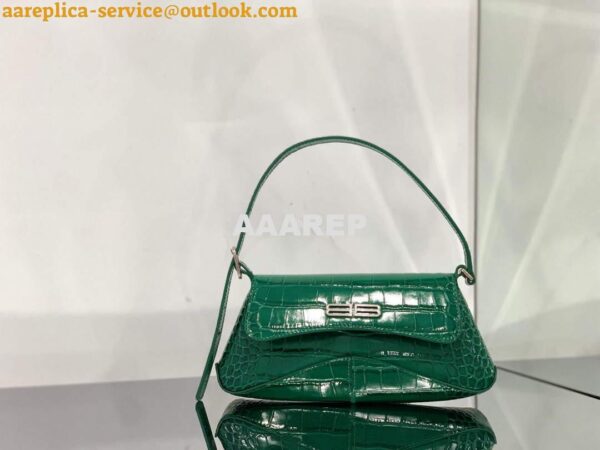 Replica Balenciaga 695645 Women's XX Small Flap Bag Crocodile Embossed In Green 4