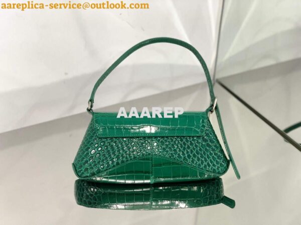 Replica Balenciaga 695645 Women's XX Small Flap Bag Crocodile Embossed In Green 5