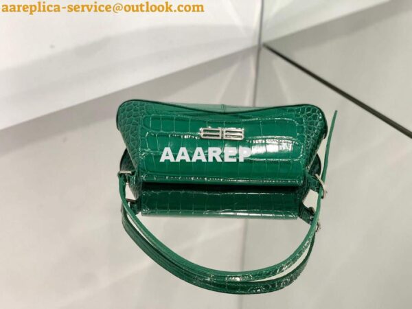 Replica Balenciaga 695645 Women's XX Small Flap Bag Crocodile Embossed In Green 6