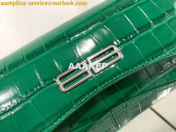 Replica Balenciaga 695645 Women's XX Small Flap Bag Crocodile Embossed In Green 7