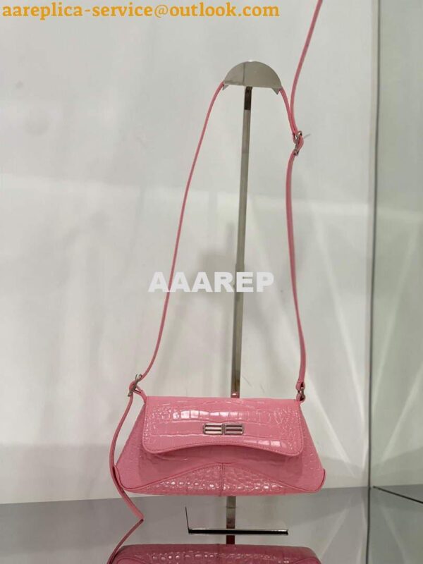 Replica Balenciaga 695645 Women's XX Small Flap Bag Crocodile Embossed In Pink 3