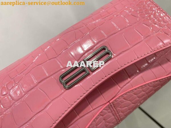 Replica Balenciaga 695645 Women's XX Small Flap Bag Crocodile Embossed In Pink 8