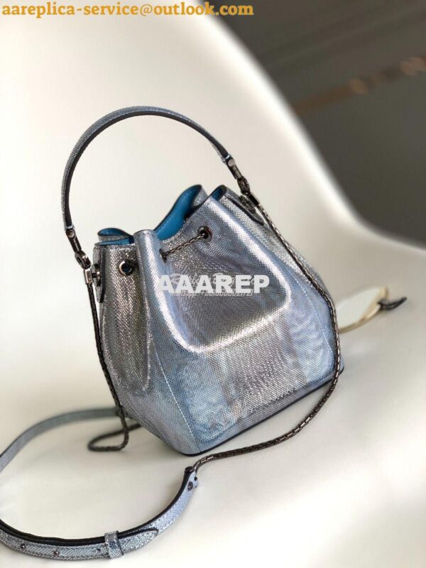 Replica Bvlgari Serpenti Forever Bucket Bag in Crystal Blue Metallic K 11