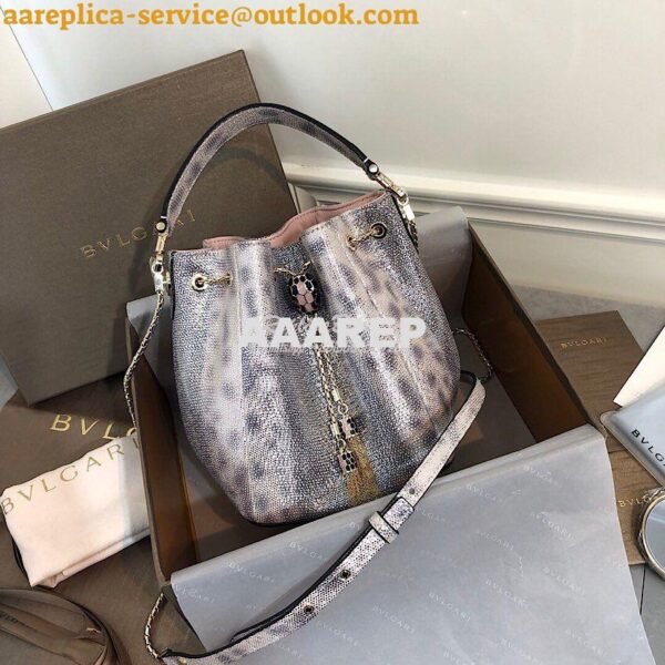 Replica Bvlgari Serpenti Forever Bucket Bag in Crystal Rose Metallic K 5