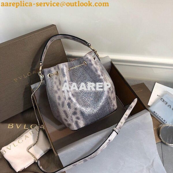 Replica Bvlgari Serpenti Forever Bucket Bag in Crystal Rose Metallic K 11