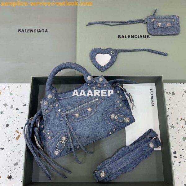 Replica Balenciaga 700451210B Neo Cagole City Handbag in Denim Blue 3