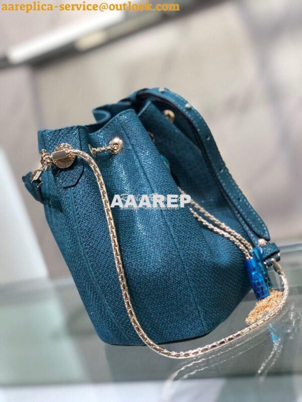 Replica Bvlgari Serpenti Forever Bucket Bag in Deep Jade Metallic Karu 4