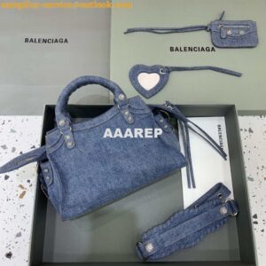 Replica Balenciaga 700451210B Neo Cagole City Handbag in Denim Blue 2