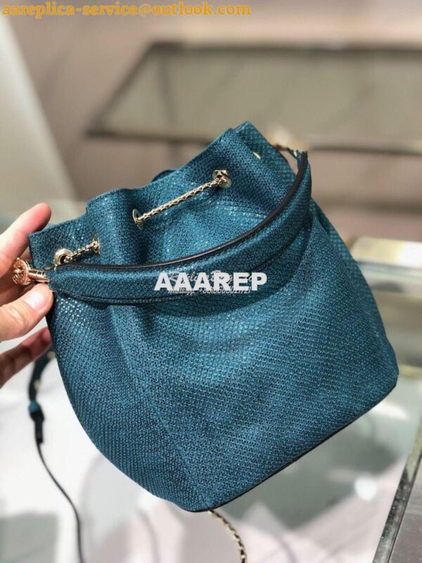 Replica Bvlgari Serpenti Forever Bucket Bag in Deep Jade Metallic Karu 7