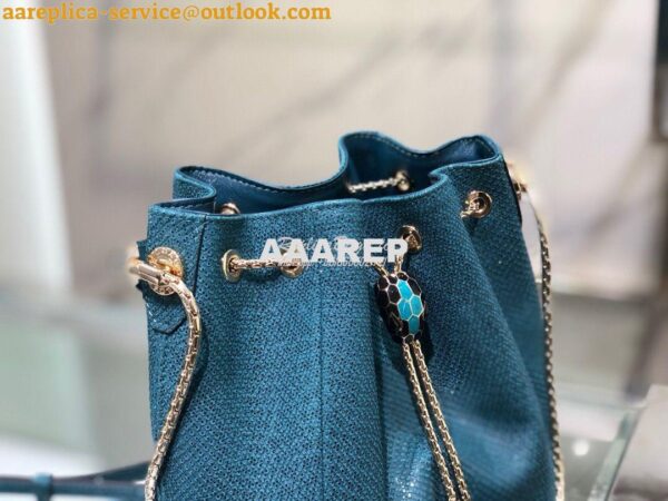 Replica Bvlgari Serpenti Forever Bucket Bag in Deep Jade Metallic Karu 9