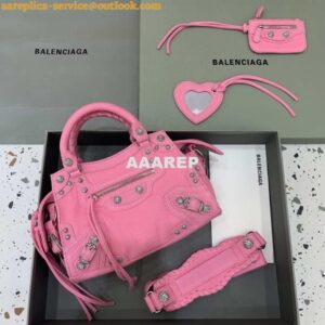 Replica Balenciaga 700451210B Neo Cagole City Handbag in Denim Rose Red