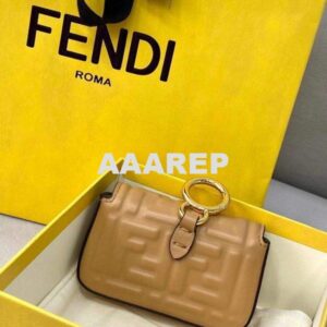 Replica Fendi 7AR844 Nano Baguette Charm Apricot Nappa Leather 2