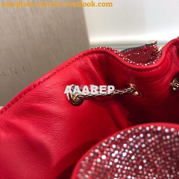 Replica Bvlgari Serpenti Forever Bucket Bag in Red Metallic Karung Sna 9