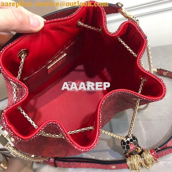 Replica Bvlgari Serpenti Forever Bucket Bag in Red Metallic Karung Sna 10