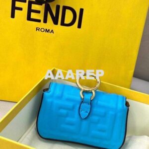 Replica Fendi 7AR844 Nano Baguette Charm Blue Nappa Leather 2