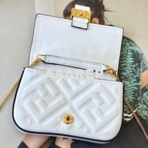 Replica Fendi 7AR844 Nano Baguette Charm White Nappa Leather