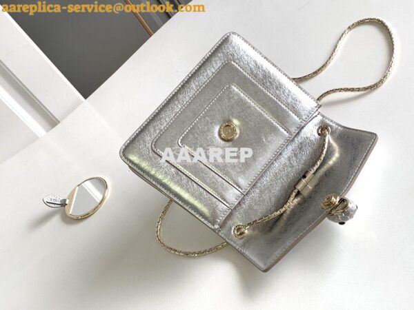 Replica Bvlgari Serpenti Forever Crossbody Bag Silver Striated Calf Le 11