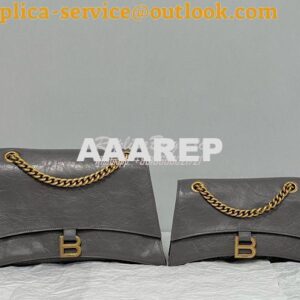 Replica Balenciaga Crush Medium Chain Bag In Dark Grey Crushed Calfski