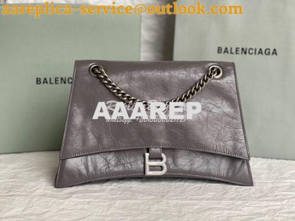 Replica Balenciaga Crush Medium Chain Bag In Dark Grey Silver hardware 3