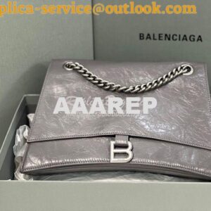 Replica Balenciaga Crush Medium Chain Bag In Dark Grey Silver hardware 2