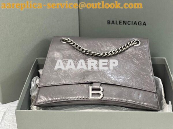 Replica Balenciaga Crush Medium Chain Bag In Dark Grey Silver hardware 4