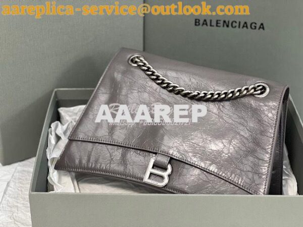 Replica Balenciaga Crush Medium Chain Bag In Dark Grey Silver hardware 5