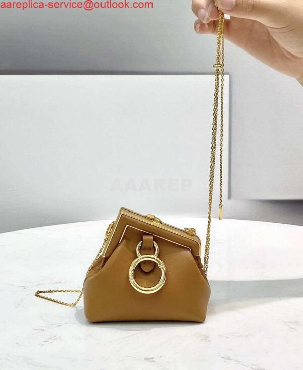 Replica Fendi 7AS051 Nano Fendi First Charm Charm in Brown nappa leather 4