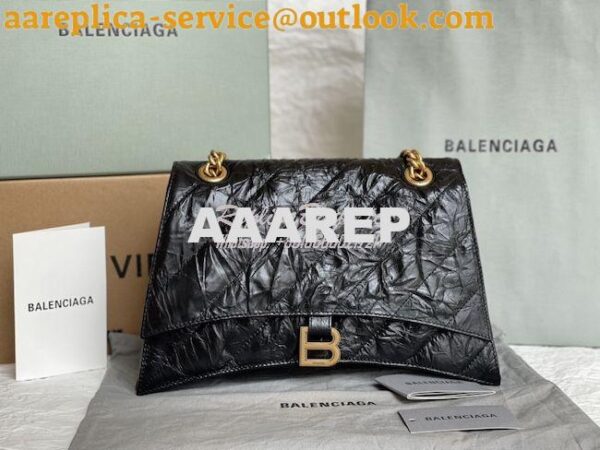 Replica Balenciaga Crush Medium Chain Bag In Quilted Black Crushed Cal 3