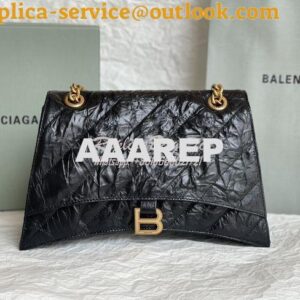 Replica Balenciaga Crush Medium Chain Bag In Quilted Black Crushed Cal 2