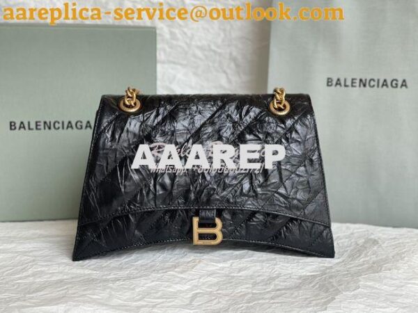 Replica Balenciaga Crush Medium Chain Bag In Quilted Black Crushed Cal 4