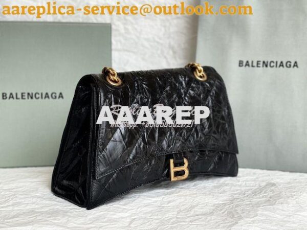 Replica Balenciaga Crush Medium Chain Bag In Quilted Black Crushed Cal 5