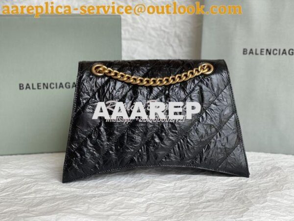 Replica Balenciaga Crush Medium Chain Bag In Quilted Black Crushed Cal 9