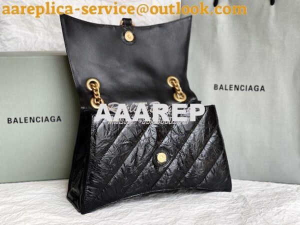 Replica Balenciaga Crush Medium Chain Bag In Quilted Black Crushed Cal 10