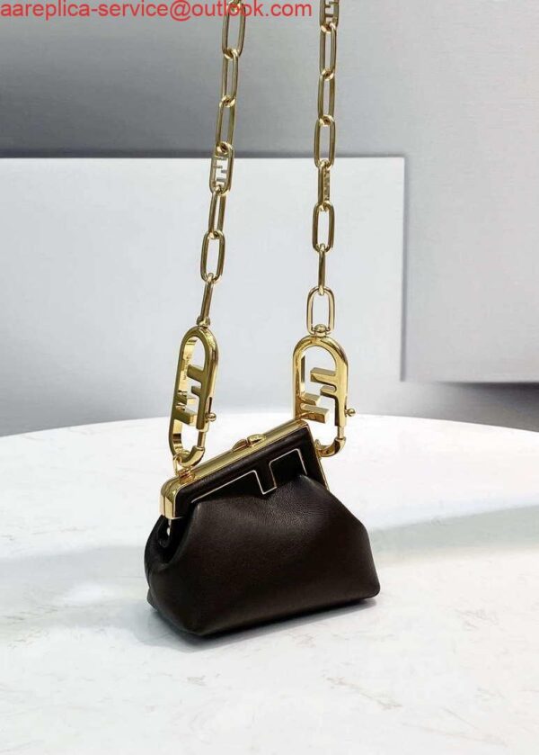 Replica Fendi 7AS051 Nano Fendi First Charm Charm in Coffee nappa leather