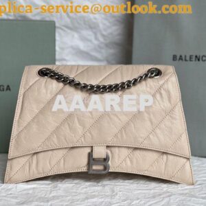 Replica Balenciaga Crush Medium Chain Bag In Quilted Sand Crushed Calf