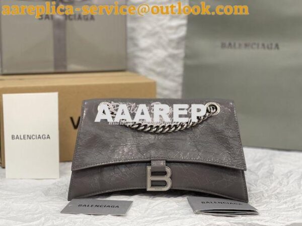 Replica Balenciaga Crush Small Chain Bag In Dark Grey Crushed Calfskin 3